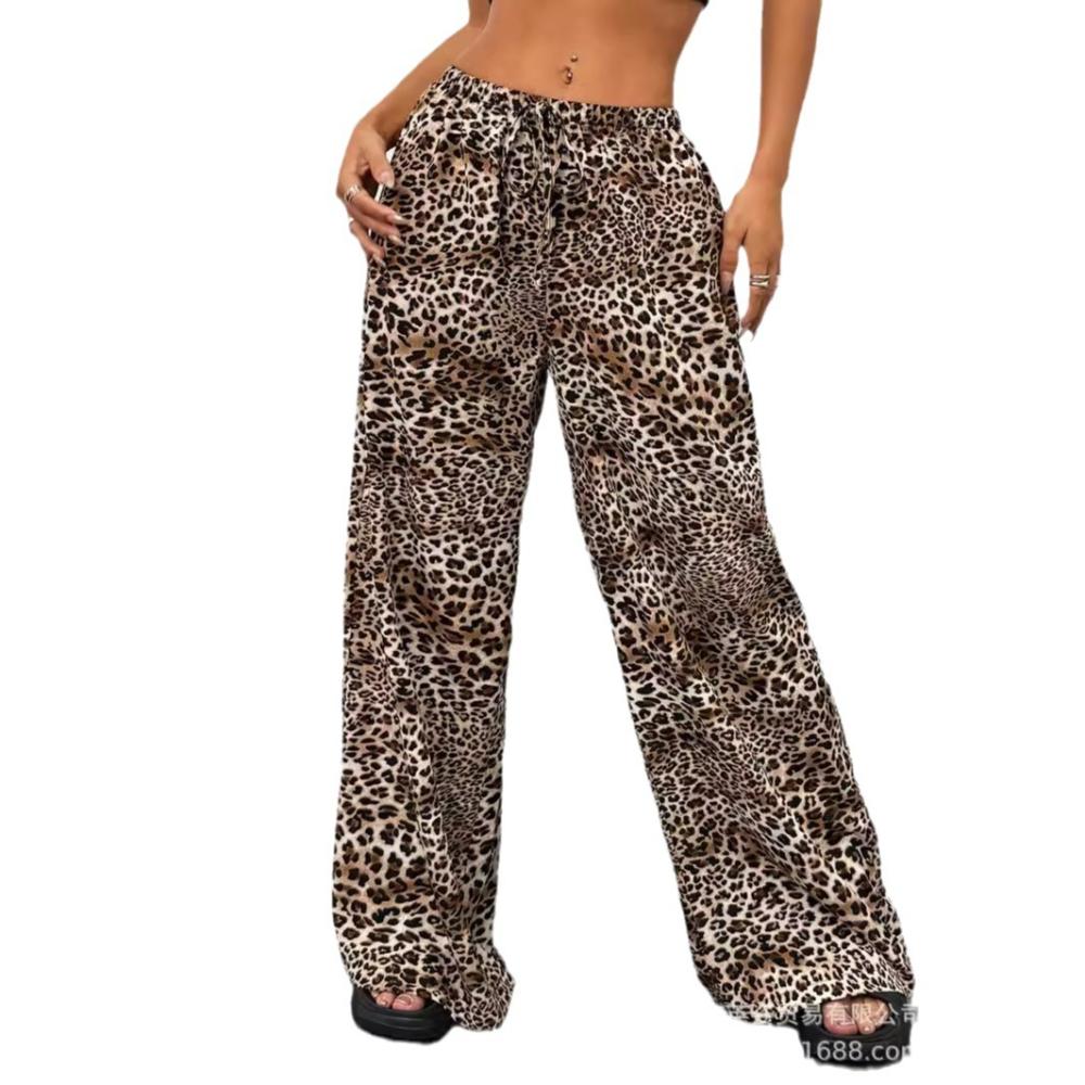 Pantalon  Femme | Pantalon Large Léopard Pantalon Femme