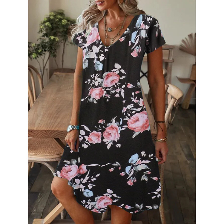 Robe  Femme | Robe Estivale Manches Courtes Hawaii Robe Femme