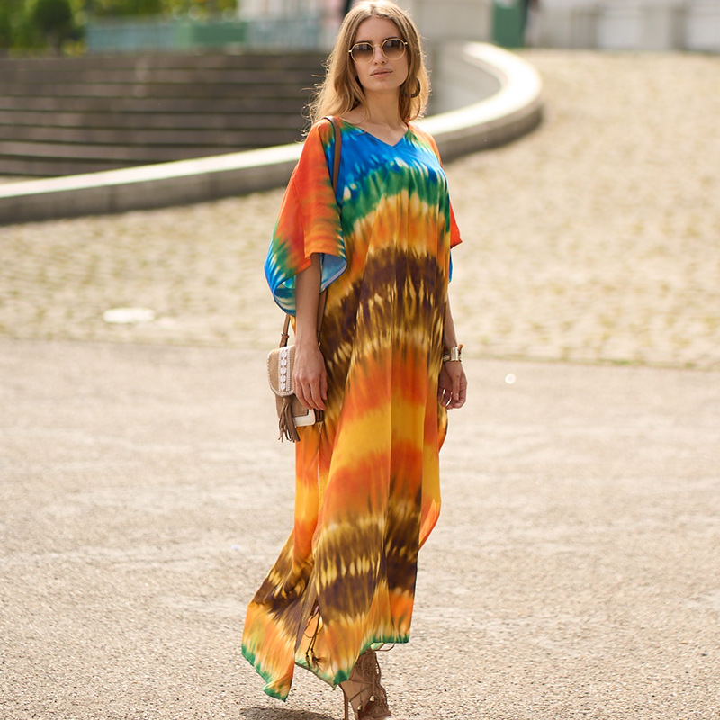 Robe  Femme | Robe Longue De Plage Type Tie And Dye Robe Femme